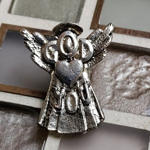 "God ❤️ You" Angel Lapel pin-vtg